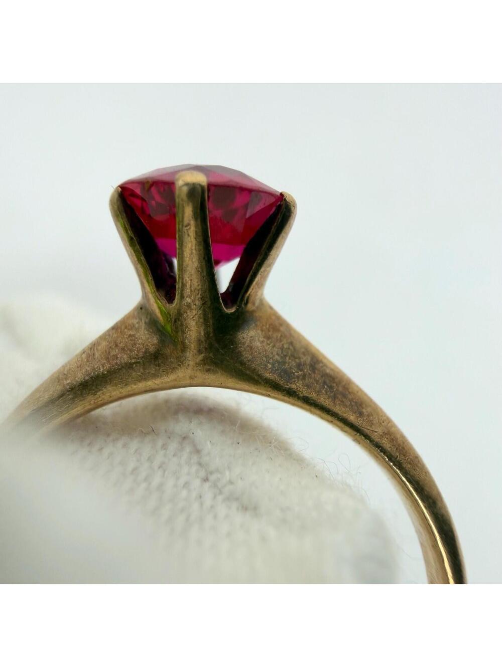 Vintage Pink Sapphire and Solid Gold Ring Women’s Size 6.5 - Picture 6 of 16